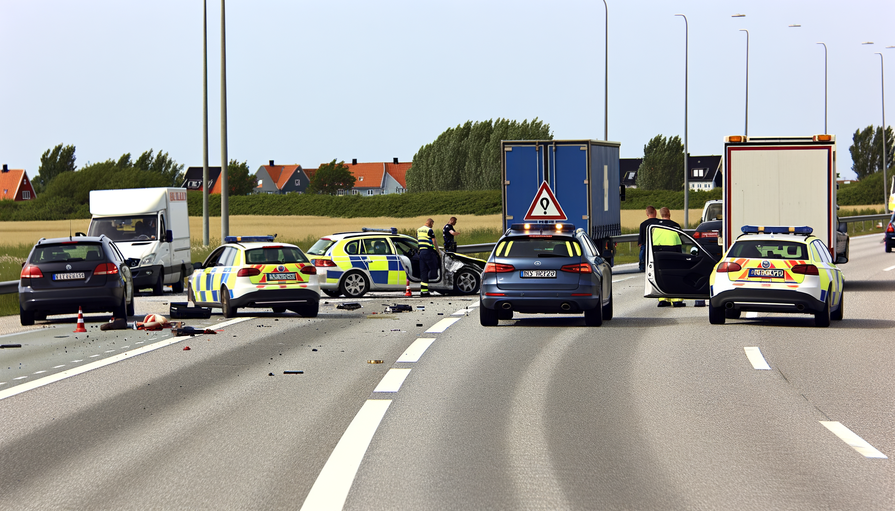 Tre biler i uheld på nordjyske motorvej skaber kø og forsigtighed